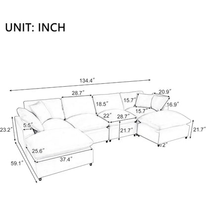 Oversized Modular Sectional Sofa,134.4" for Living Room