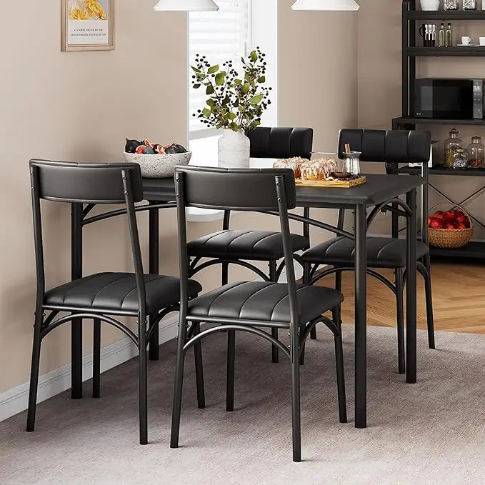 4-person Dining Table Set with Cushioned Chairs