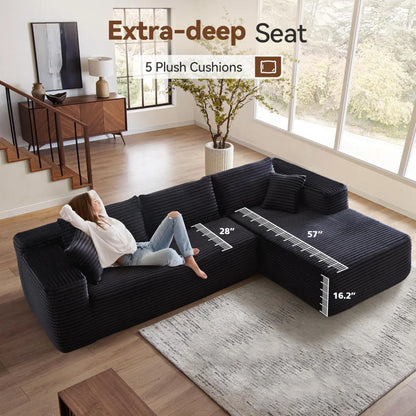 104" Sectional Couch Comfy Sofa Sleeper