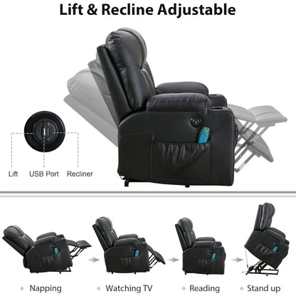 26" Extra Wide Faux Leather Power Lift Recliner