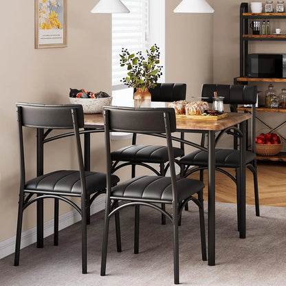 4-person Dining Table Set with Cushioned Chairs