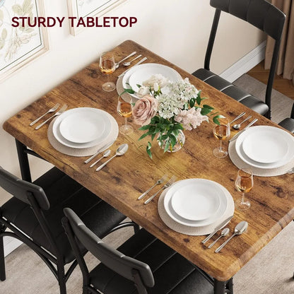 4-person Dining Table Set with Cushioned Chairs