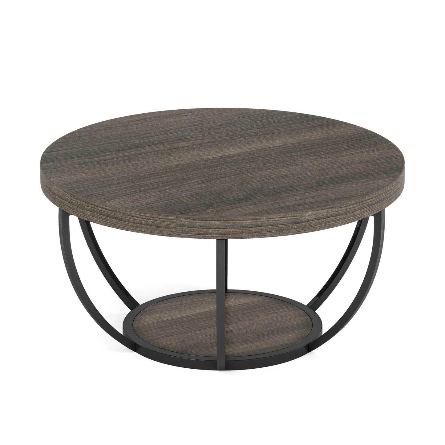 31.7" Round Coffee Table with Shelf