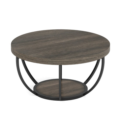 31.7" Round Coffee Table with Shelf