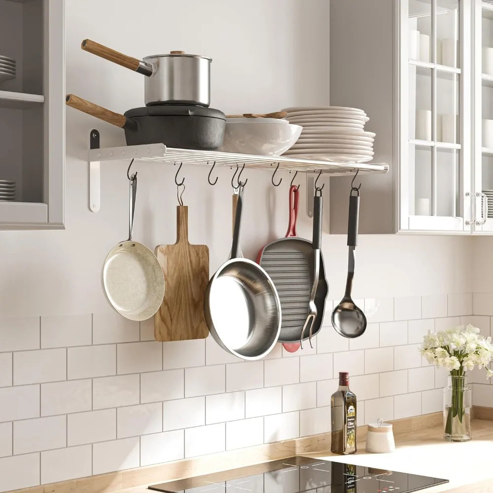 Kitchen Organization and Storage Rack, with 10 S Hooks