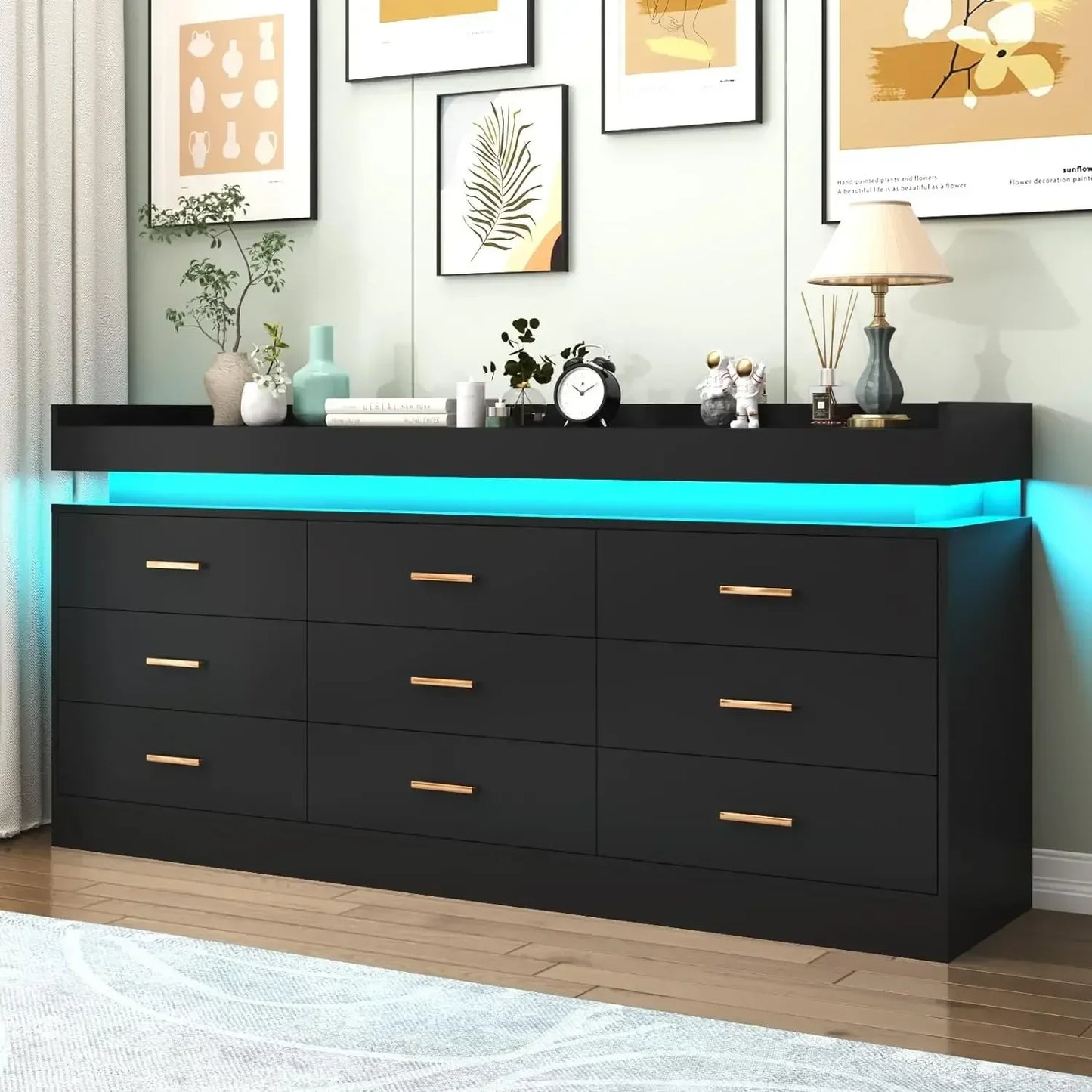 Modern Dresser with LED Light, Bedroom Living Room Chest