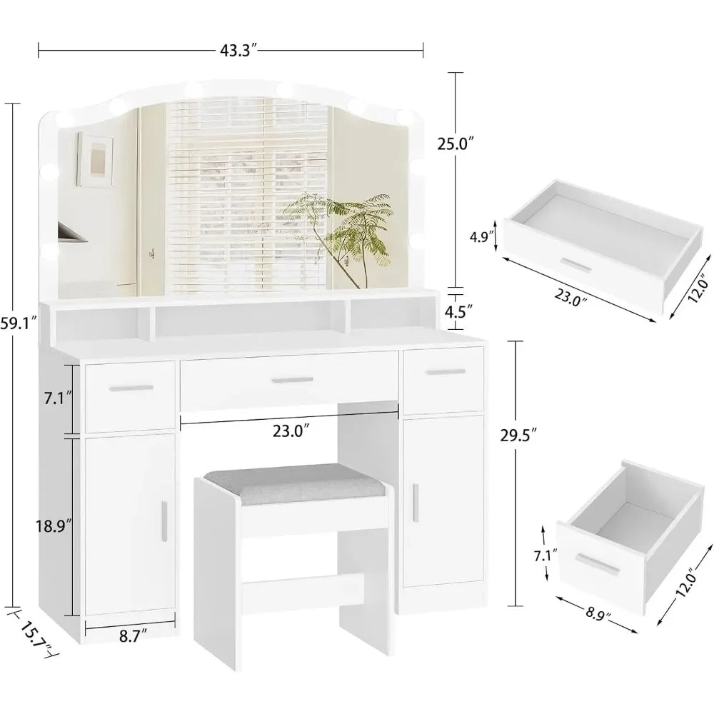 Makeup Table Makeup Vanity With Lights White Desk