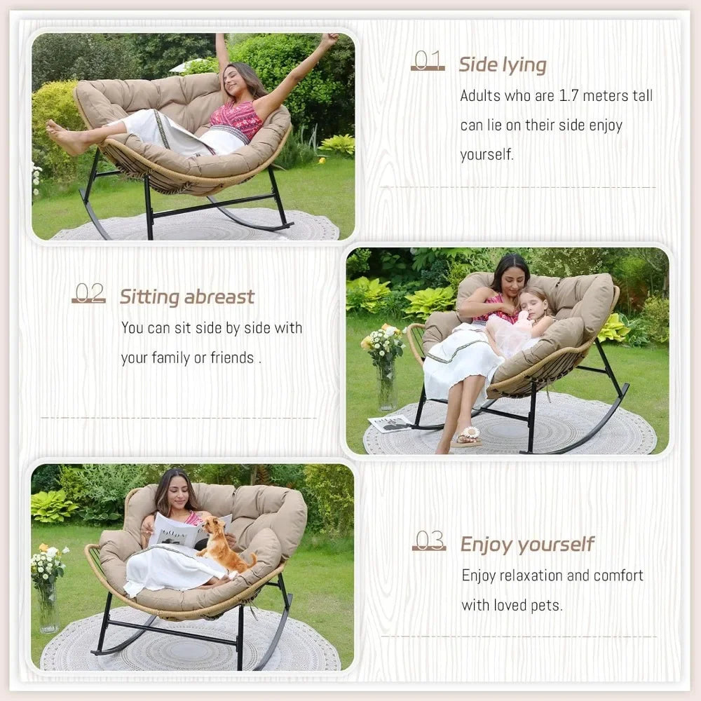 Outdoor Rocking Chair with Padded Cushion