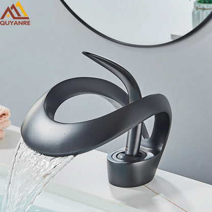 Waterfall Basin Faucet Single Handle For Bathroom Sink