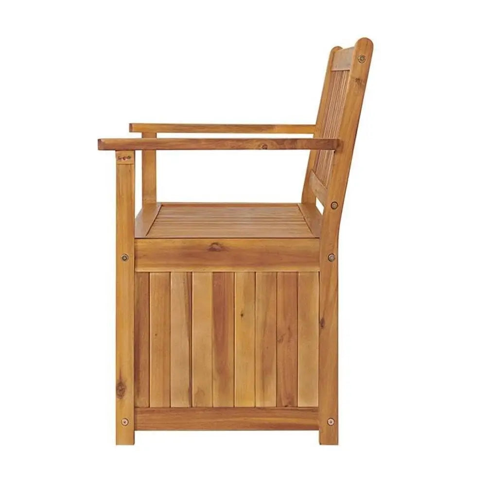 Outdoor Acacia Wood Bench Storage Seat Garden