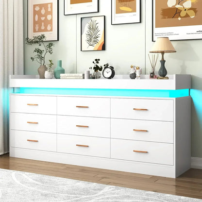 Modern Dresser with LED Light, Bedroom Living Room Chest