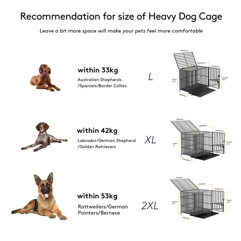 Dog Crate with Lockable Wheels and Tray