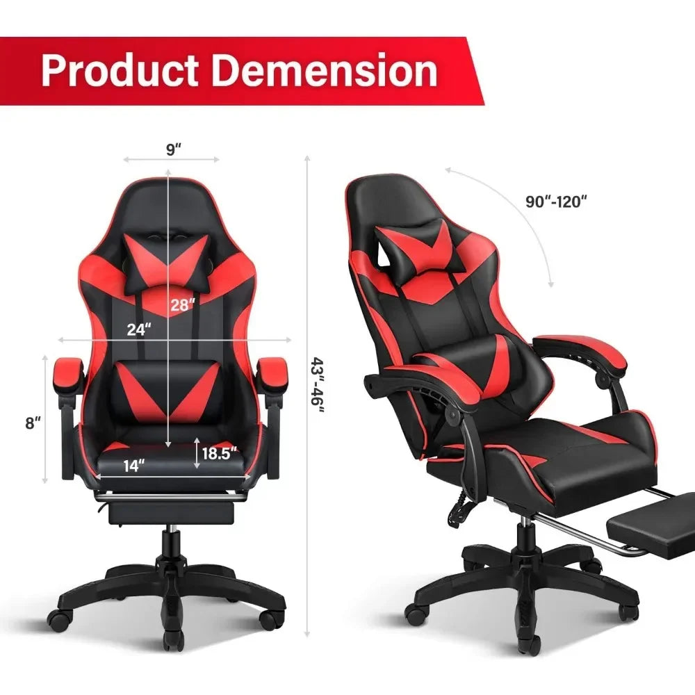 Gaming Adjustable Swivel Racing Office Chair with Footrest