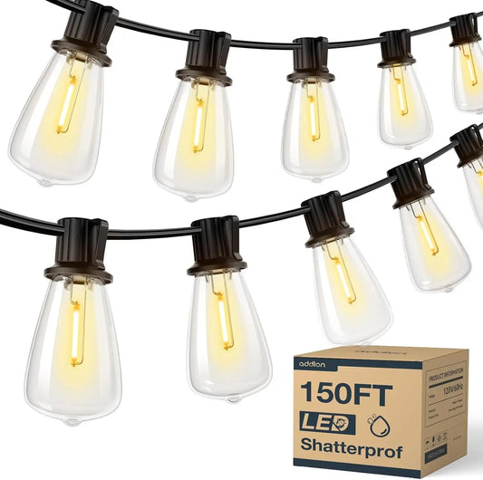 150FT LED Outdoor String Lights Waterproof Shatterproof