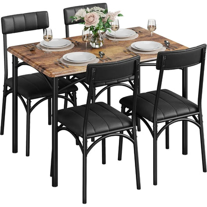 4-person Dining Table Set with Cushioned Chairs