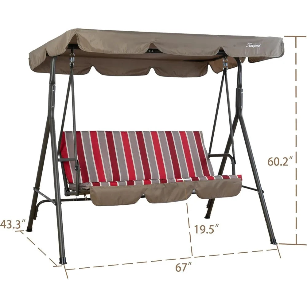 Comfortable Swing 3-Cushion Seats with Strong Steel Frame