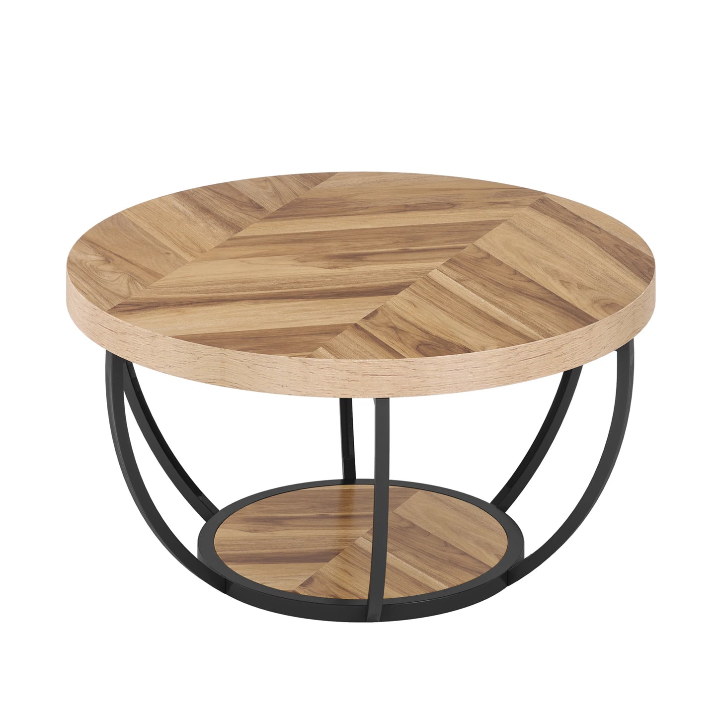 31.7" Round Coffee Table with Shelf