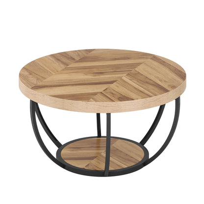 31.7" Round Coffee Table with Shelf