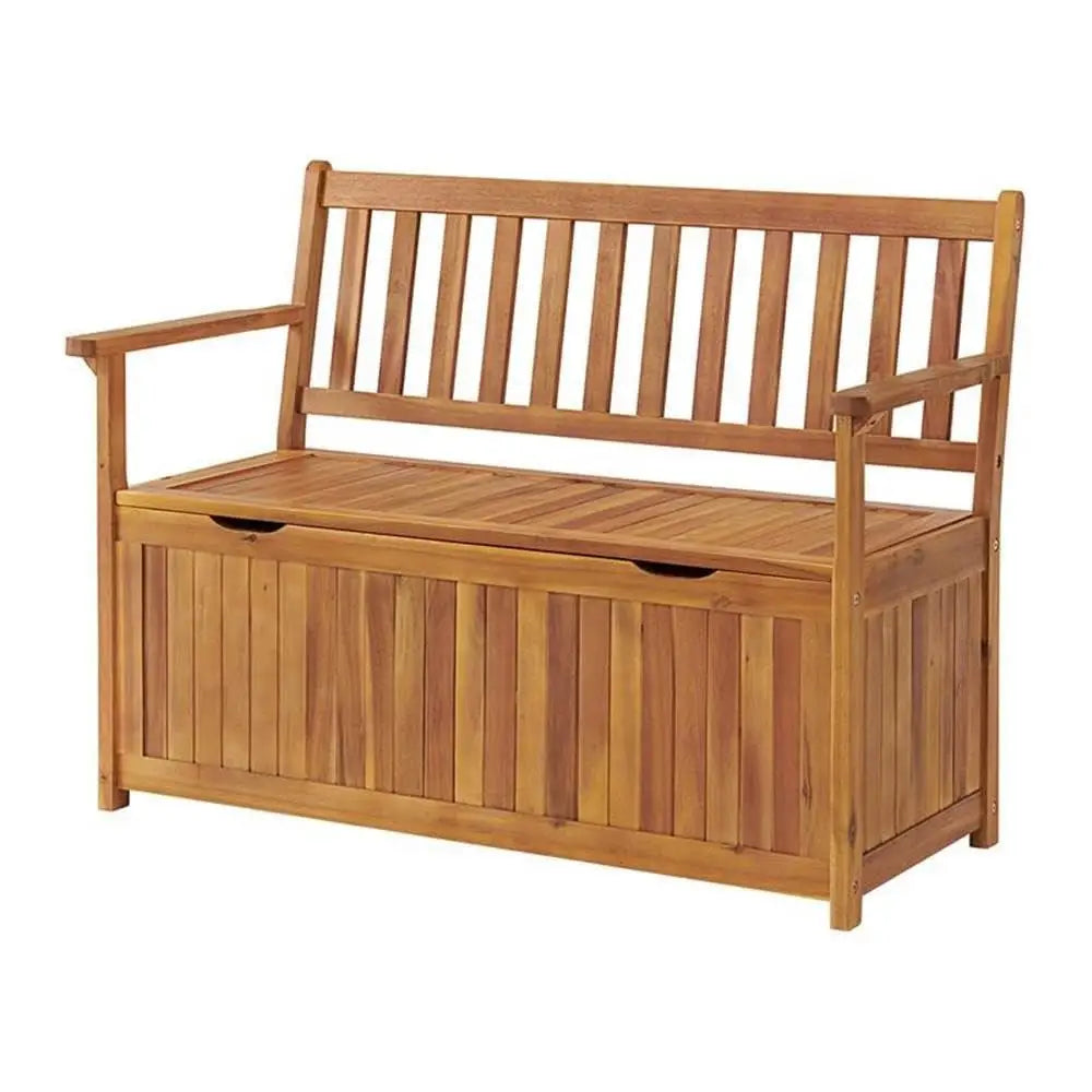 Outdoor Acacia Wood Bench Storage Seat Garden