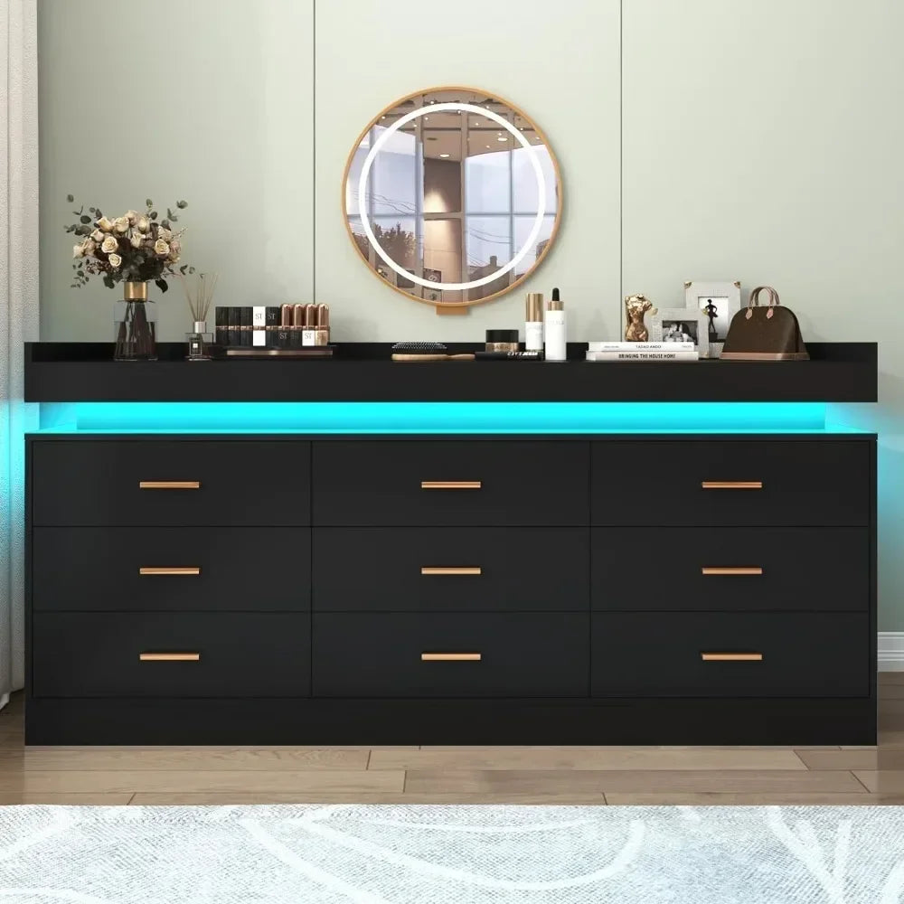 Modern Dresser with LED Light, Bedroom Living Room Chest