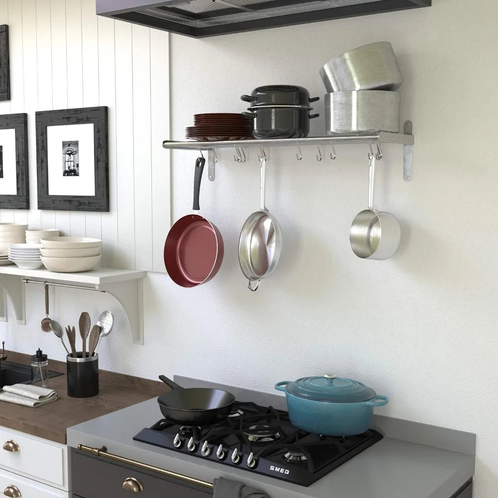 Kitchen Organization and Storage Rack, with 10 S Hooks