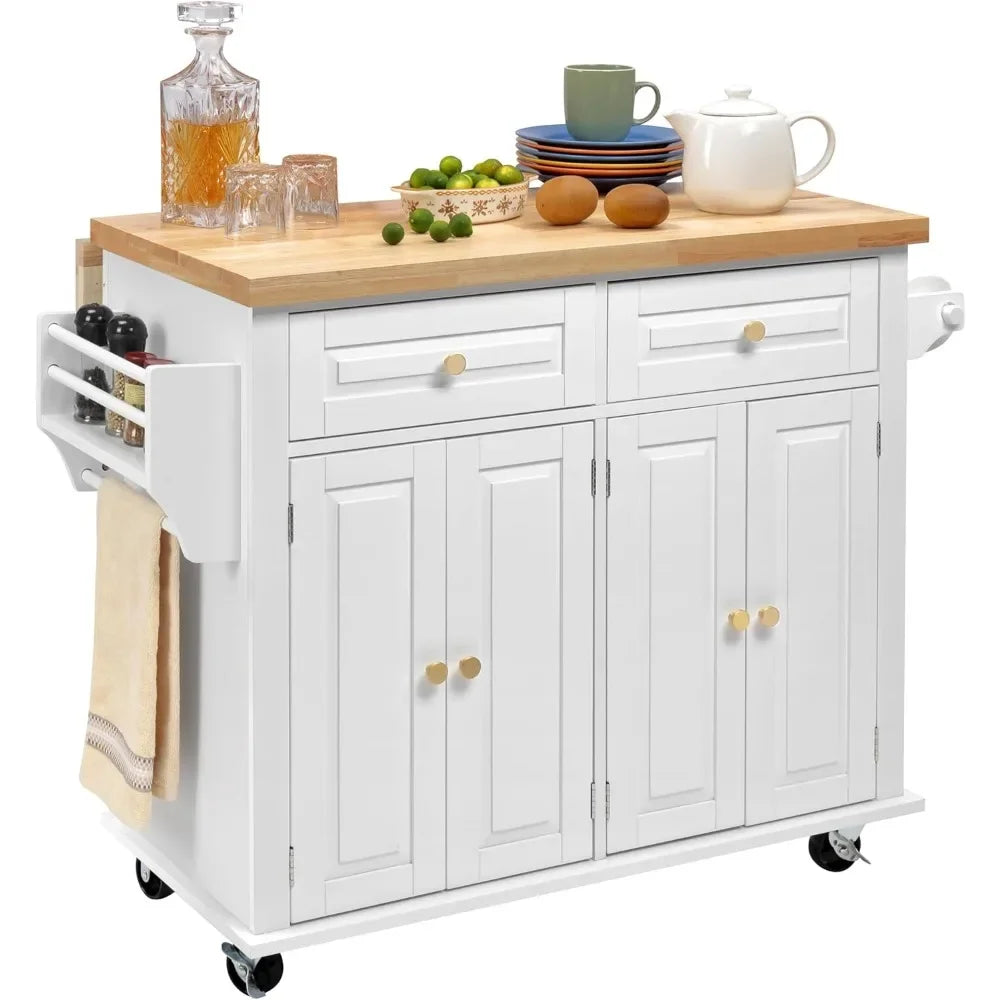 Rolling Kitchen Island With Drop Leaf, Storage