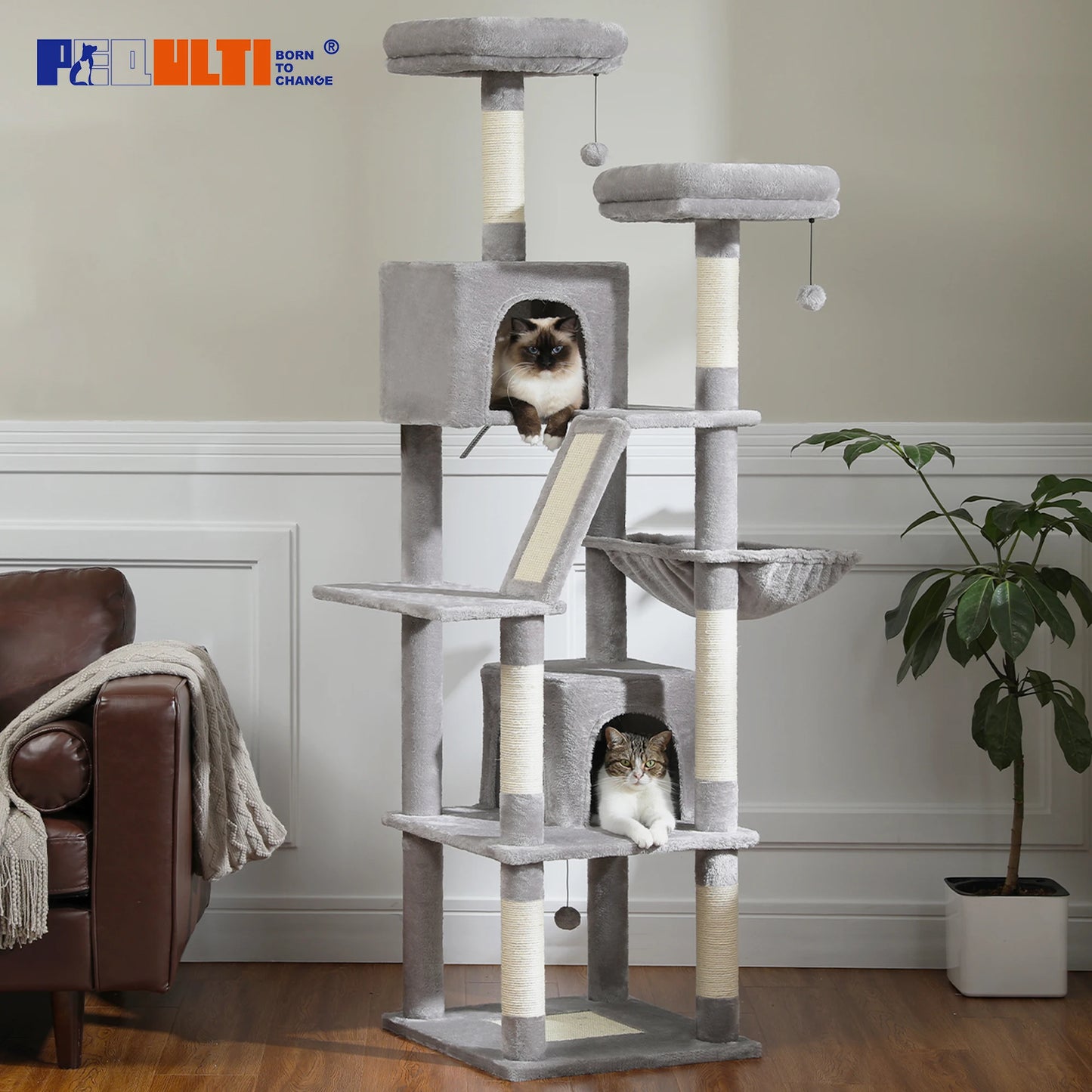 Tall Cat Tower for Indoor Cats with Scratching Posts