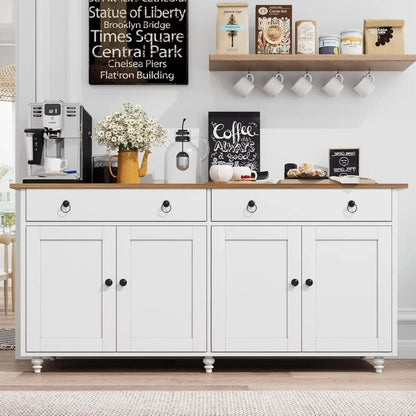 Buffet Cabinet with Wood Top and Storage