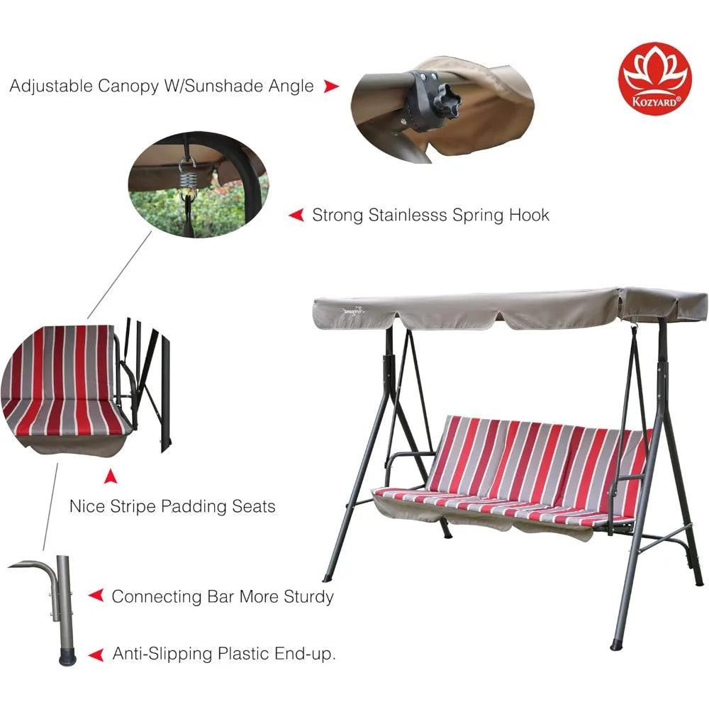 Comfortable Swing 3-Cushion Seats with Strong Steel Frame