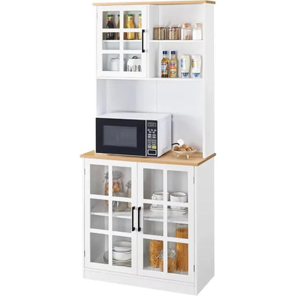 Kitchen Pantry Storage Cabinet Hutch, 72'' Buffet Cupboard