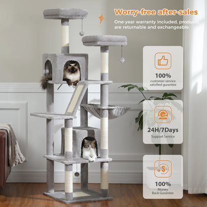 Tall Cat Tower for Indoor Cats with Scratching Posts