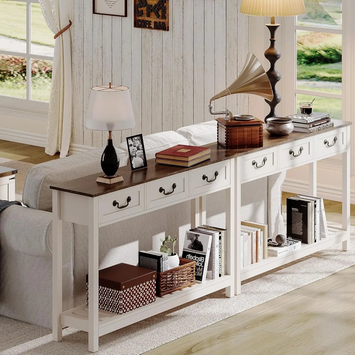 Rustic Entryway Table, Narrow Long Table for Hallway