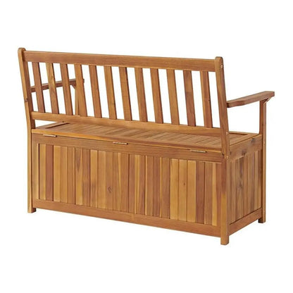 Outdoor Acacia Wood Bench Storage Seat Garden