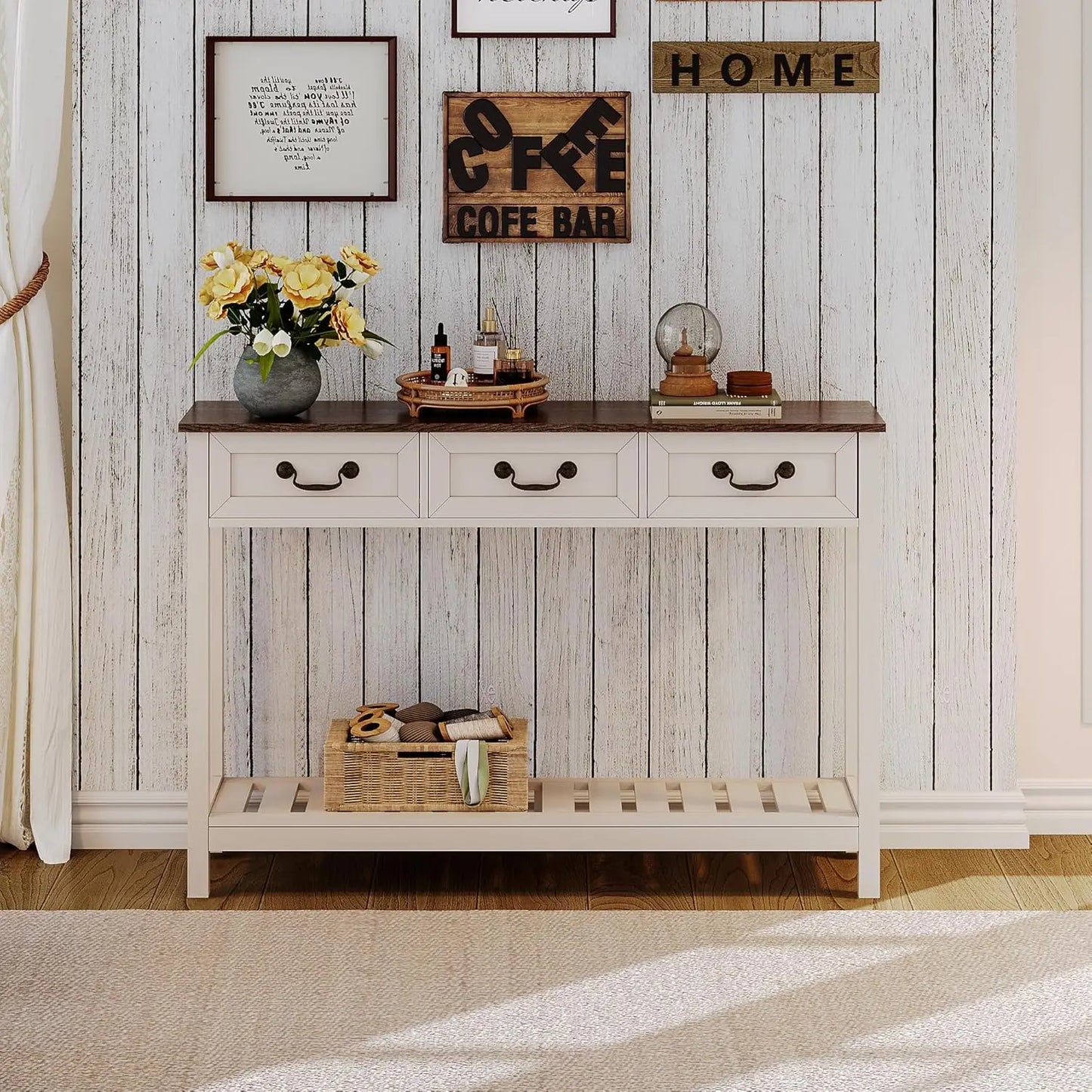 Rustic Entryway Table, Narrow Long Table for Hallway