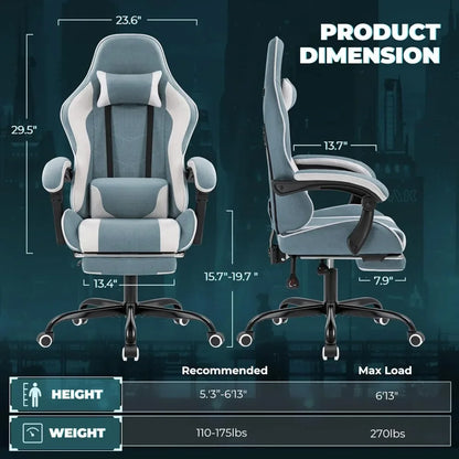 Racing Gamer Chair (Green) Massage Lumbar Support Computer Armchair