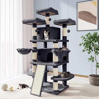 68 Inch Cat Treehouse with toys perch