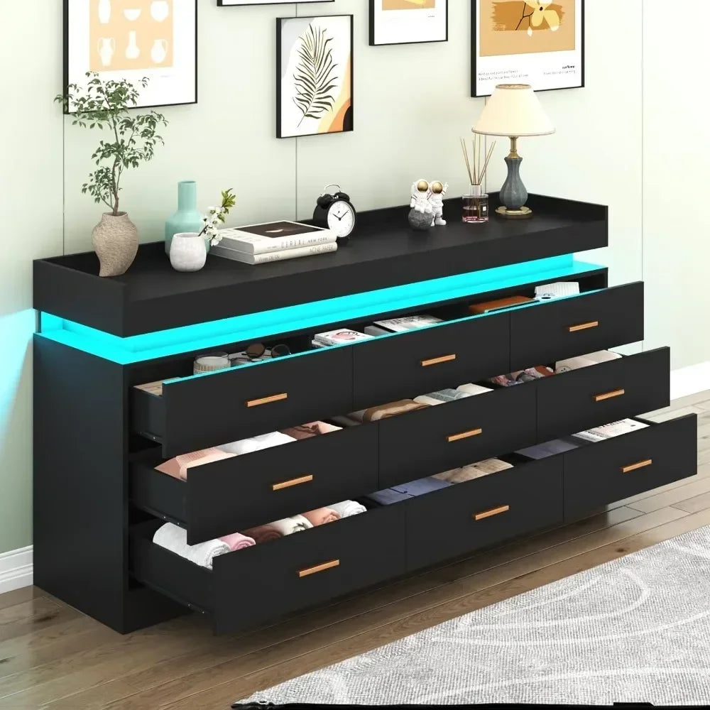 Modern Dresser with LED Light, Bedroom Living Room Chest