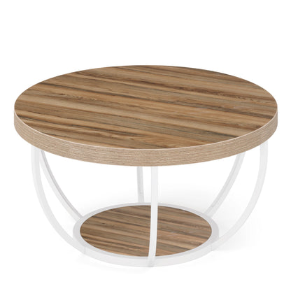 31.7" Round Coffee Table with Shelf